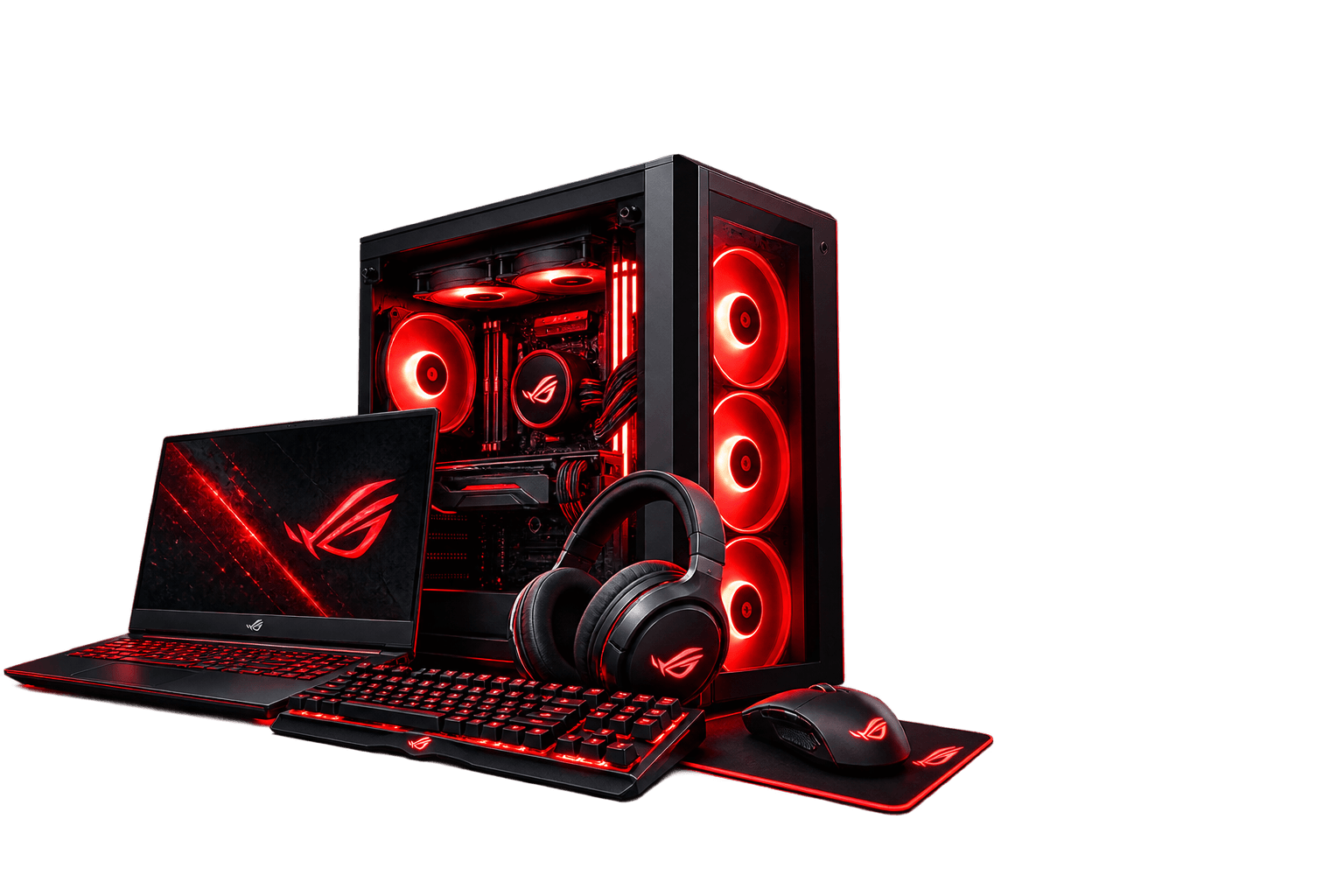 SRI TECH PC setup with laptop, keyboard, mouse and headset